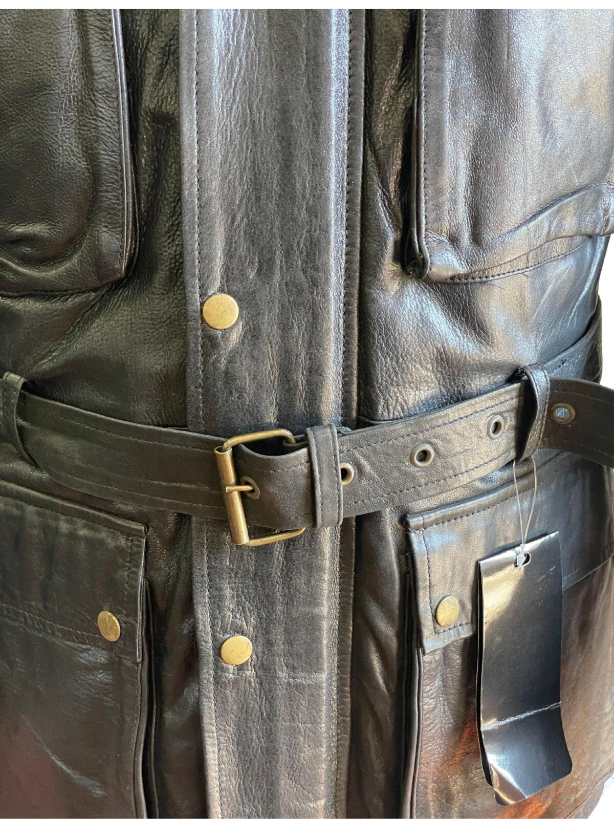 RK Sports Long Men Brown Leather Motorcycle Jacket – Premium Cowhide Leather