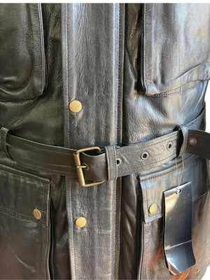 RK Sports Long Men Brown Leather Motorcycle Jacket – Premium Cowhide Leather