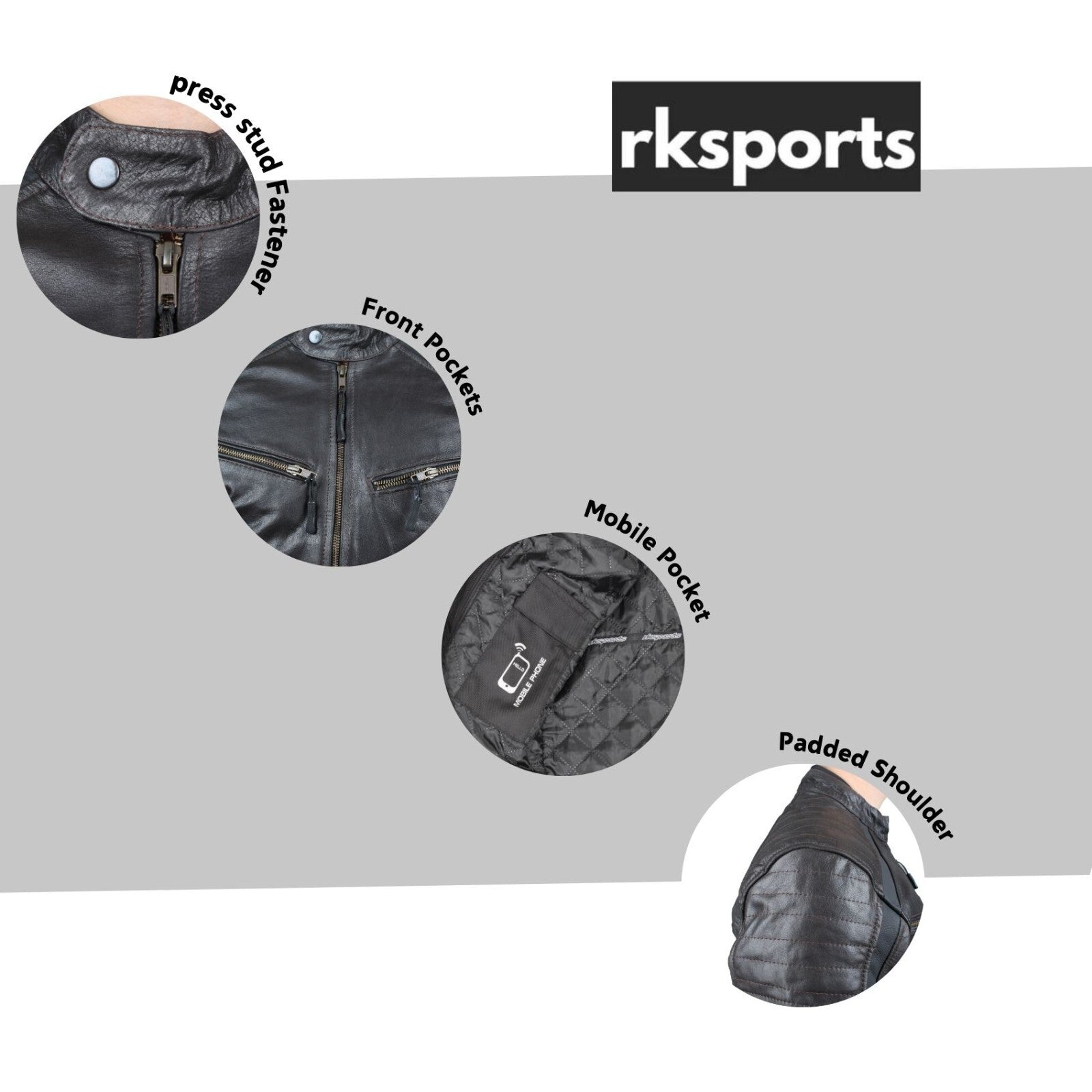 RKSports Mens biker Style 11-18 Fashion Leather Jacket– Cowhide Leather