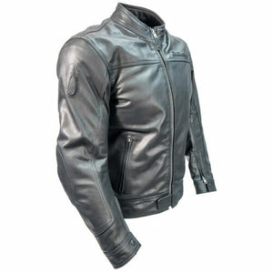Richa Cafe Black Classic Style Plain Motorcycle Motorbike Leather Jacket ZE
