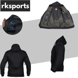 RKsports Motorcycle Motorbike Removable Armoured Full Kevlar Lined Hoodie