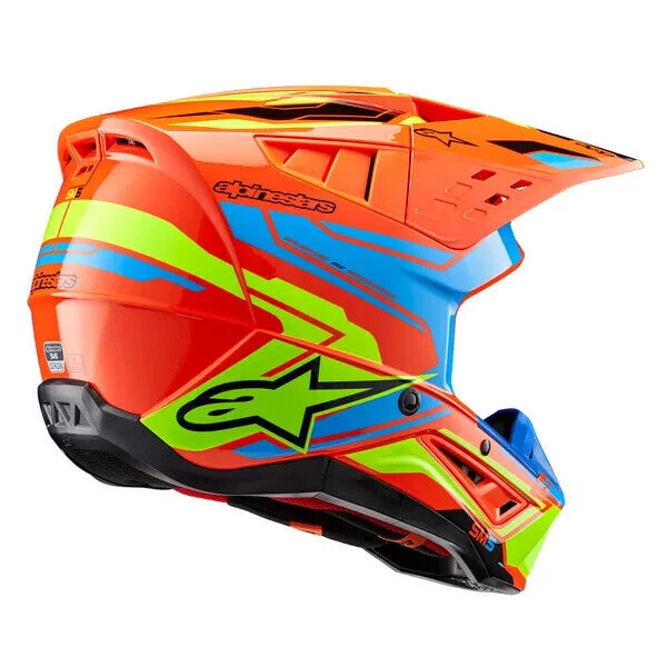 2024 ALPINESTARS S-M5 SM5 HELMET ACTION ORANGE CYAN YELLOW GLOSSY EC2206 NEW MX