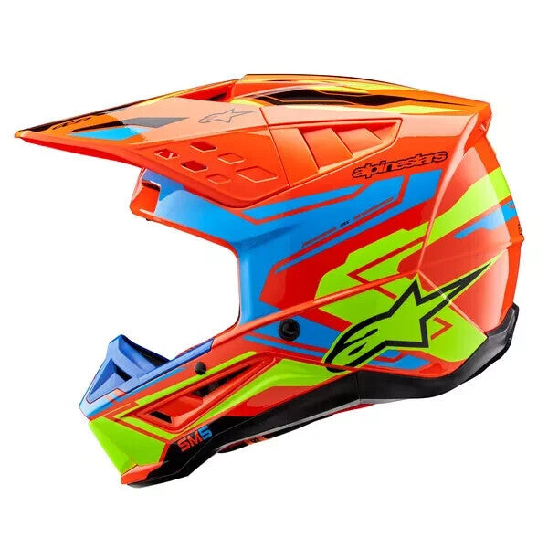 2024 ALPINESTARS S-M5 SM5 HELMET ACTION ORANGE CYAN YELLOW GLOSSY EC2206 NEW MX