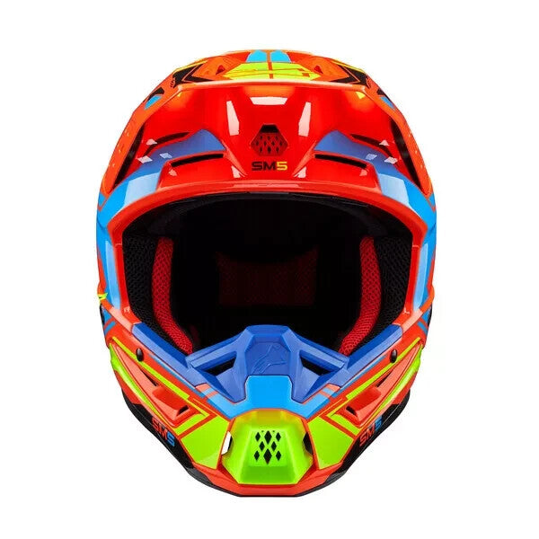 2024 ALPINESTARS S-M5 SM5 HELMET ACTION ORANGE CYAN YELLOW GLOSSY EC2206 NEW MX