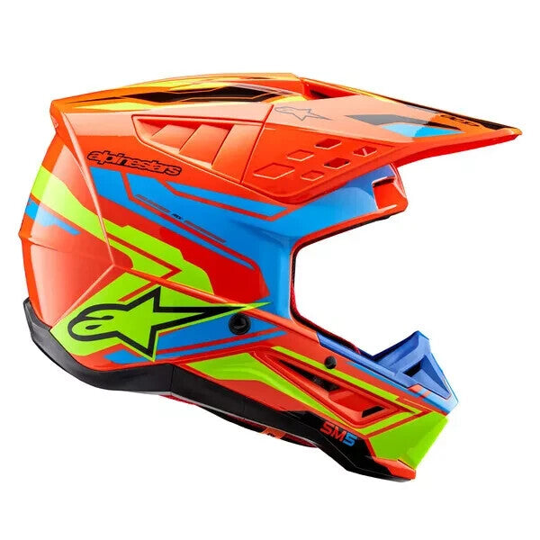 2024 ALPINESTARS S-M5 SM5 HELMET ACTION ORANGE CYAN YELLOW GLOSSY EC2206 NEW MX