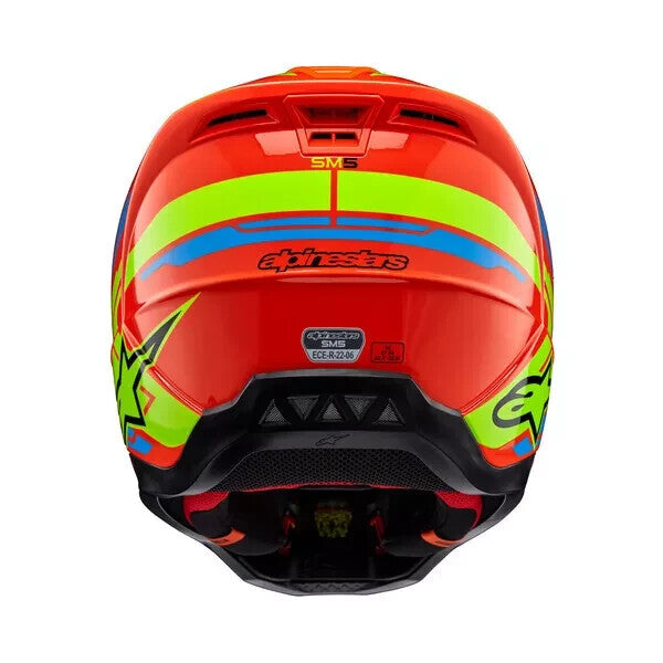 2024 ALPINESTARS S-M5 SM5 HELMET ACTION ORANGE CYAN YELLOW GLOSSY EC2206 NEW MX
