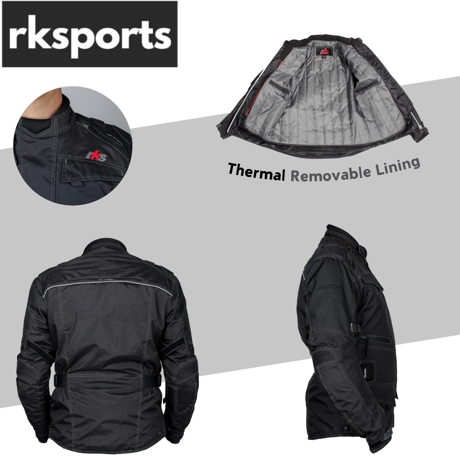 RKSports 5070 Style  WATERPROOF TEXTILE MOTORBIKE MOTORCYCLE JACKET CE ARMOUR