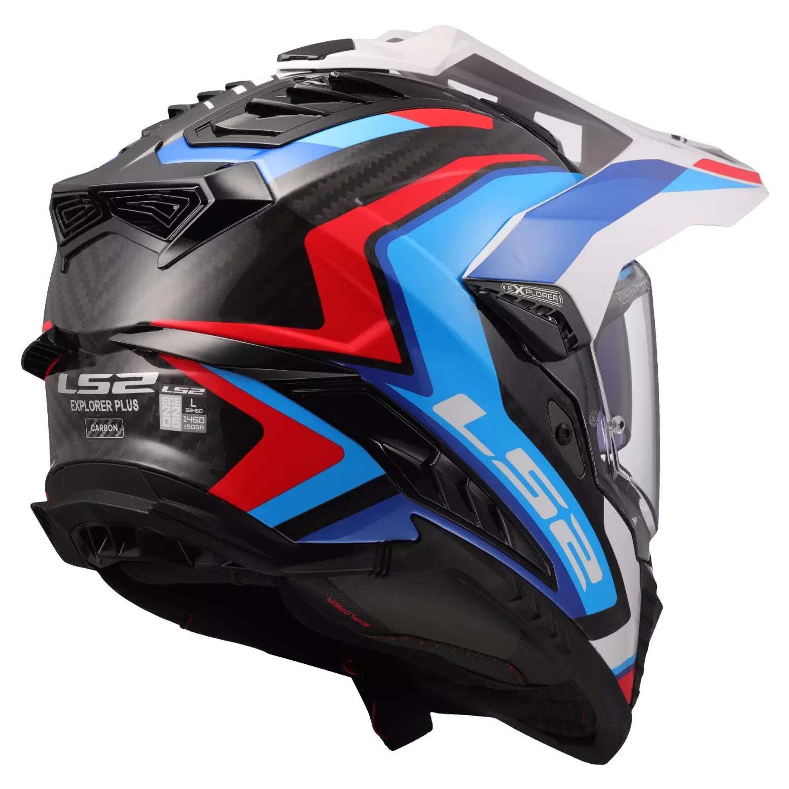 LS2 MX701 Explorer Carbon Frontier 2 Adventure Motorcycle Helmet White / Blue