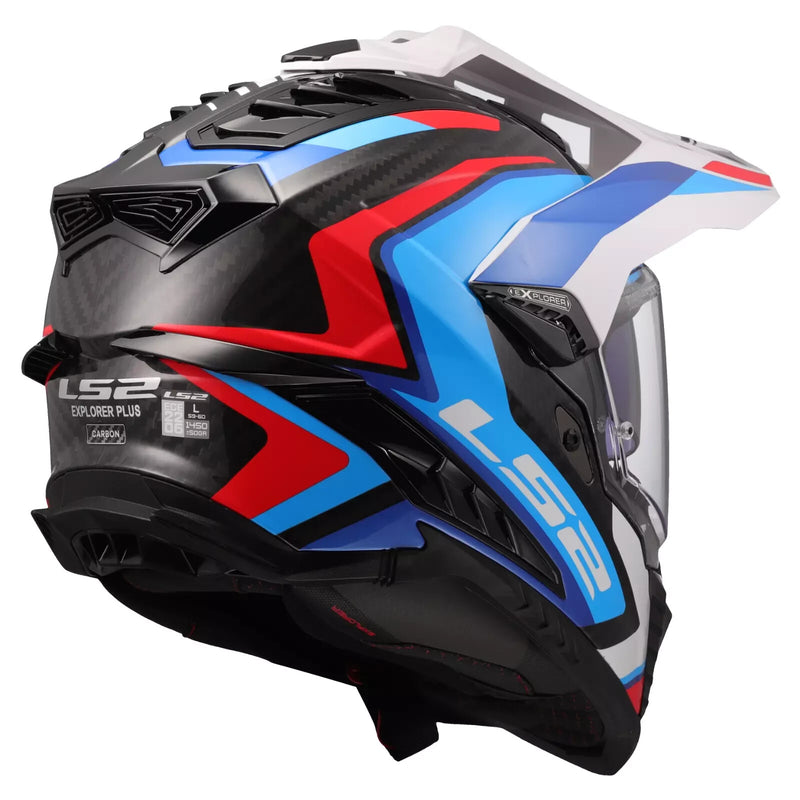 LS2 MX701 Explorer Carbon Frontier 2 Adventure Motorcycle Helmet White / Blue