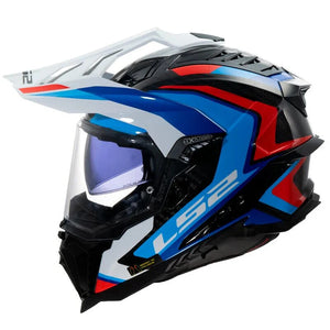 LS2 MX701 Explorer Carbon Frontier 2 Adventure Motorcycle Helmet White / Blue