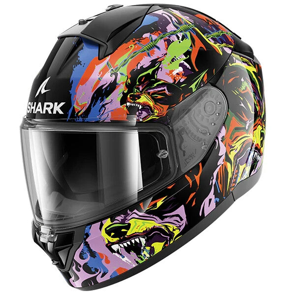 Shark Ridill 2 Full Face Helmet Raging Beast Black / Violet / Yellow - FREE UK