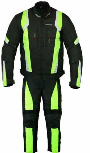 RKSports Motorbike Waterproof Yellow Suit Textile Combo Trousers +Jacket CE Mens