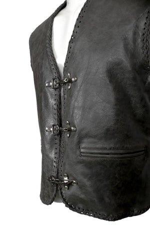 LACE MOTORCYCLE BIKE LEATHER WAISTCOAT Style 207 IN Brown TASSEL COWHIDE