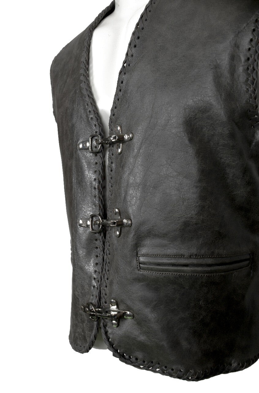 LACE MOTORCYCLE BIKE LEATHER WAISTCOAT Style 207 IN Brown TASSEL COWHIDE