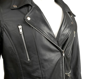 Ladies Fashion Black soft Real leather jacket Style 763