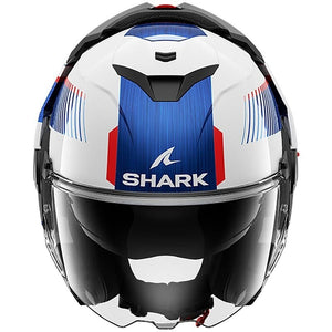 Shark OXO Sikter Flip Front Up Modular Motorcycle Helmet - White/Blue/Red