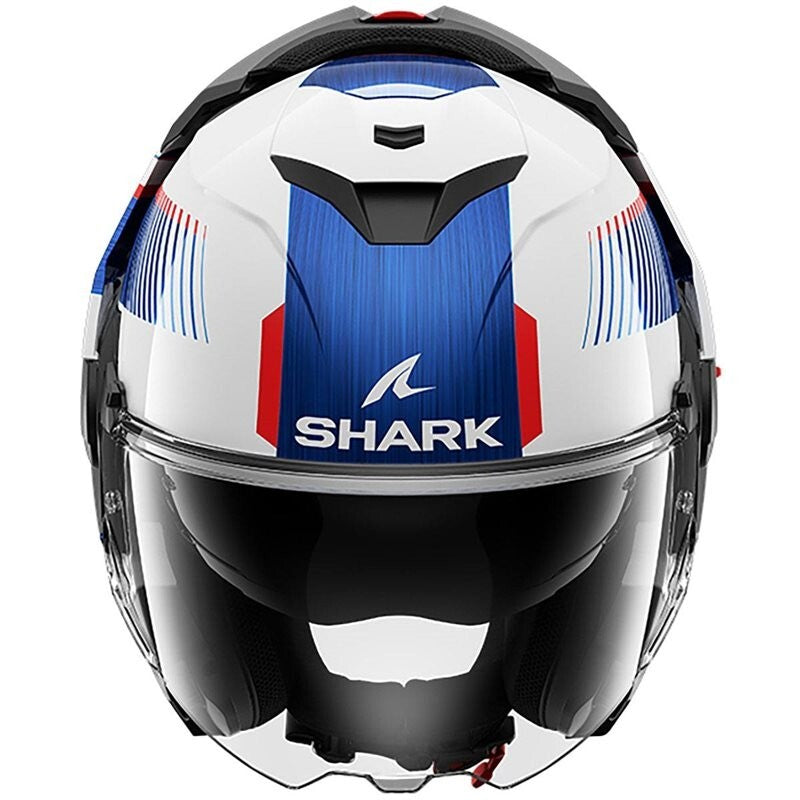 Shark OXO Sikter Flip Front Up Modular Motorcycle Helmet - White/Blue/Red