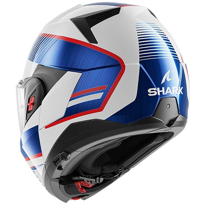 Shark OXO Sikter Flip Front Up Modular Motorcycle Helmet - White/Blue/Red