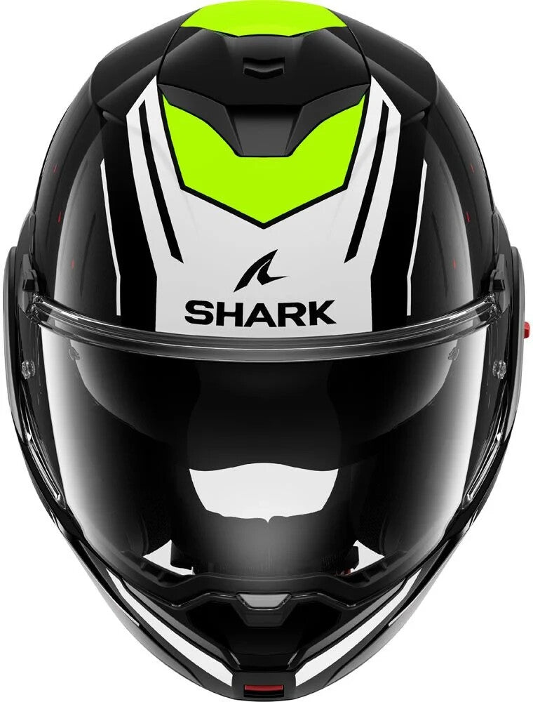 SHARK OXO RYDGER KWY Flip-Up Motorcycle Gloss Black/Green Helmet ECE 22.06