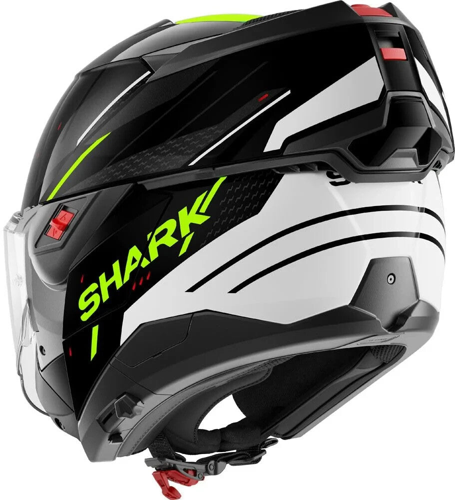 SHARK OXO RYDGER KWY Flip-Up Motorcycle Gloss Black/Green Helmet ECE 22.06