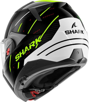 SHARK OXO RYDGER KWY Flip-Up Motorcycle Gloss Black/Green Helmet ECE 22.06