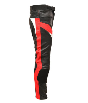 RKSPORTS MENS SPEED 7 RED  LEATHER COWHIDE MOTORCYCLE MOTORBIKE JEANS TROUSERS