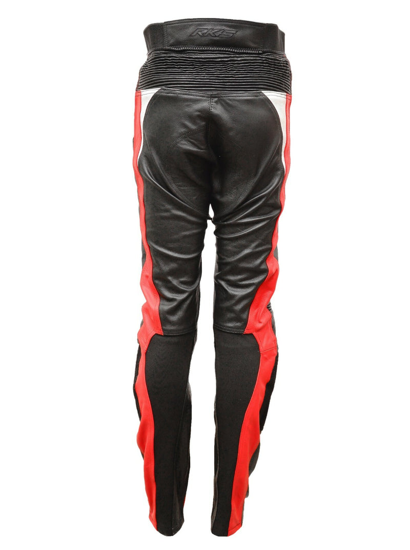 RKSPORTS MENS SPEED 7 RED  LEATHER COWHIDE MOTORCYCLE MOTORBIKE JEANS TROUSERS