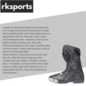 New Racer 1001 RKone Motorcycle Motorbike CE Water Resistant Black Boots