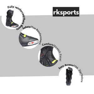 New Racer 1001 RKone Motorcycle Motorbike CE Water Resistant Black Boots