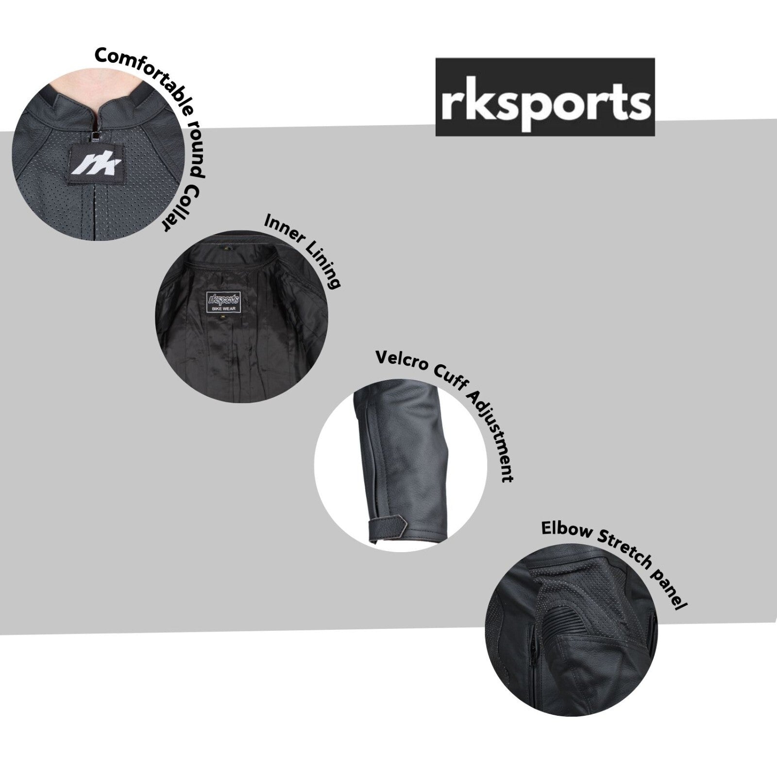 RK Sports 03 Armored Leather Motorcycle Jacket – Breathable Cowhide Leather