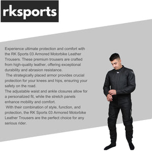 RK Sports 03 Armored Motorbike Leather Trousers –  Cowhide Leather