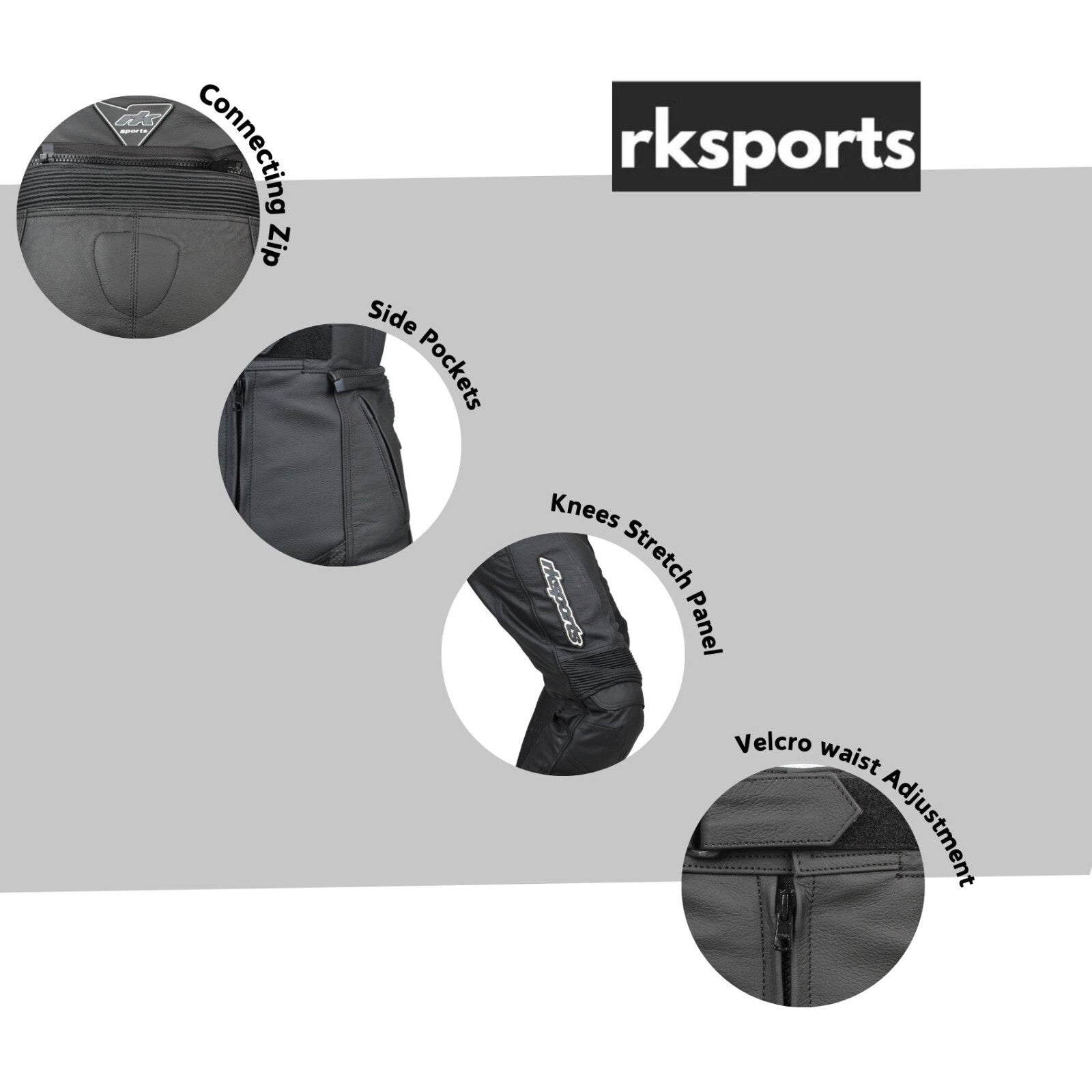 RK Sports 03 Armored Motorbike Leather Trousers –  Cowhide Leather