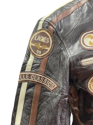 RKSports Pelle retro Brown Armoured Leather Motorbike Jacket