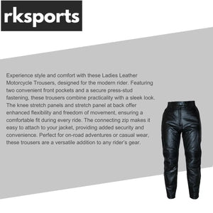 RKsports Ladies Motorbike Motorcycle Black Mens Spin Trousers