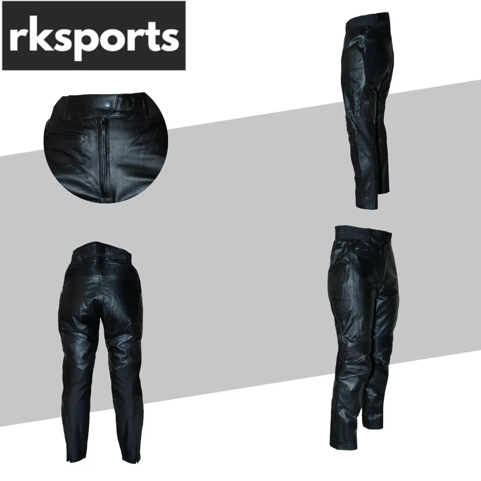 RKsports Ladies Motorbike Motorcycle Black Mens Spin Trousers