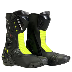 New Racer 10043  Motorcycle Motorbike CE Water Resistant Black/white/hiviz Boots