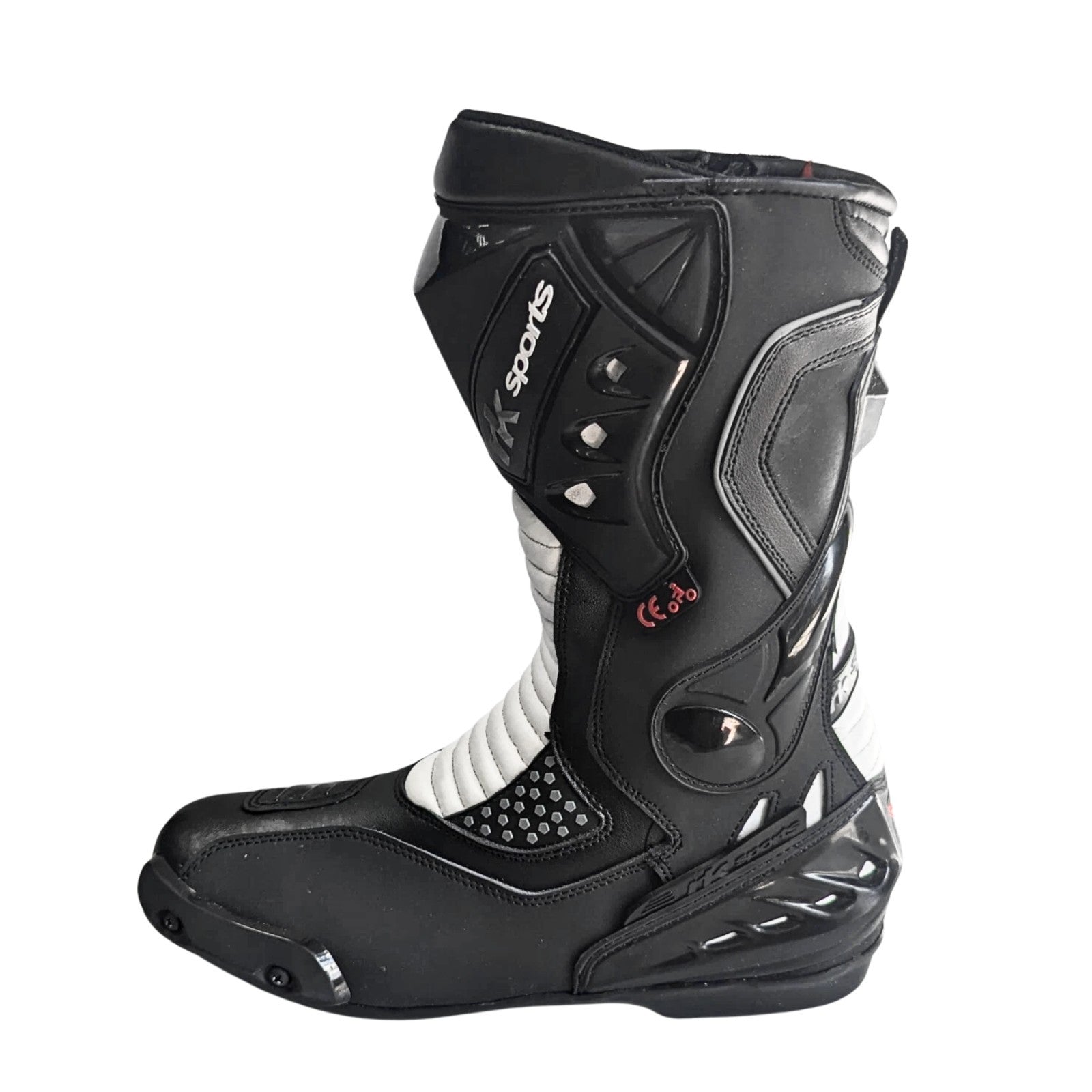 New Racer 10043  Motorcycle Motorbike CE Water Resistant Black/white/hiviz Boots