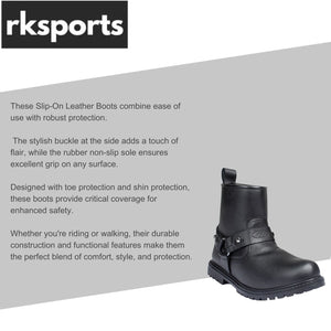 SHORT LEATHER STYLE 6606 CRUISER TOURING MOTORBIKE MOTORCYCLE MENS BOOTS