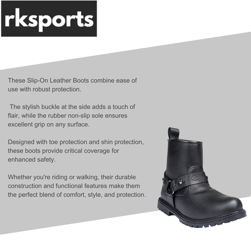 SHORT LEATHER STYLE 6606 CRUISER TOURING MOTORBIKE MOTORCYCLE MENS BOOTS