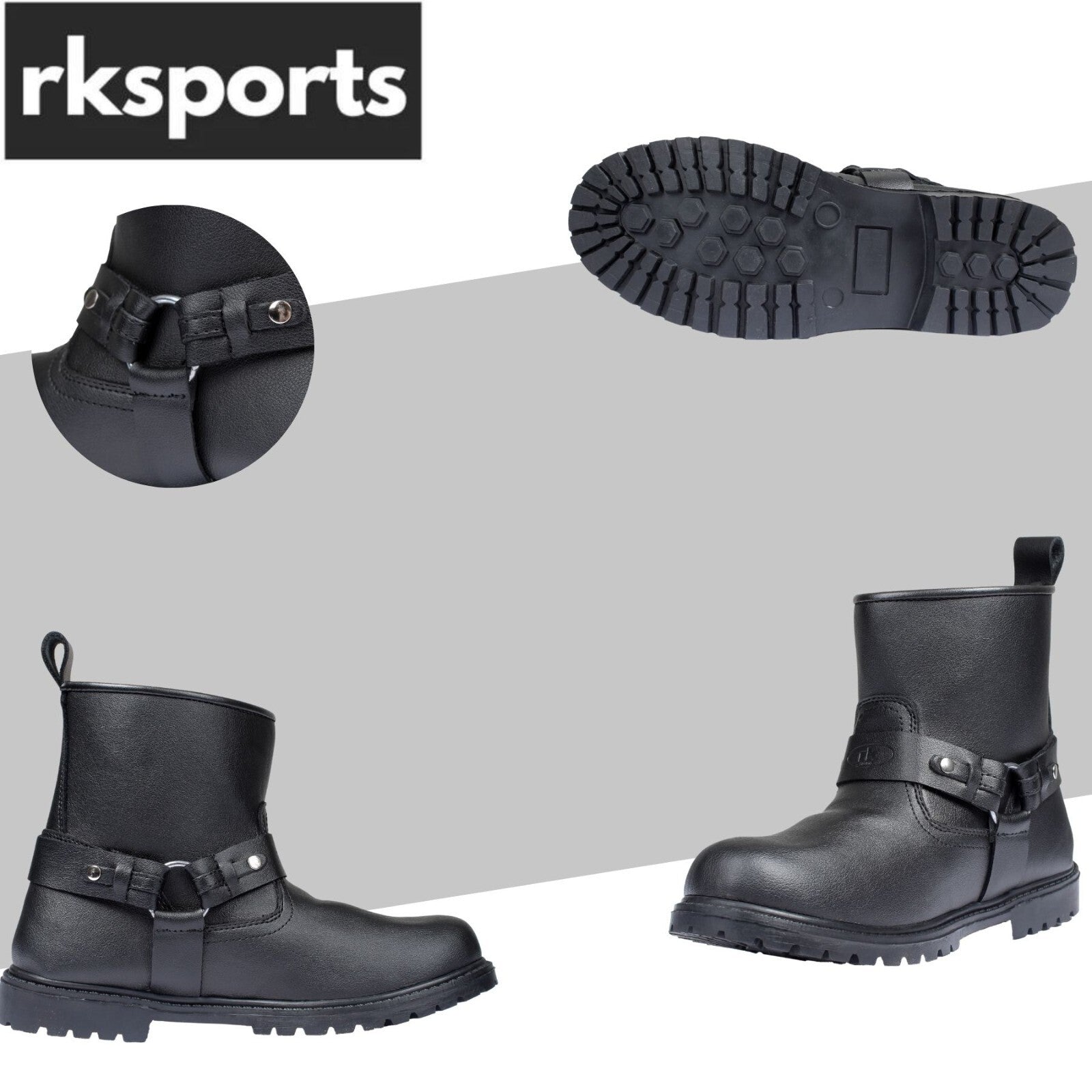 SHORT LEATHER STYLE 6606 CRUISER TOURING MOTORBIKE MOTORCYCLE MENS BOOTS