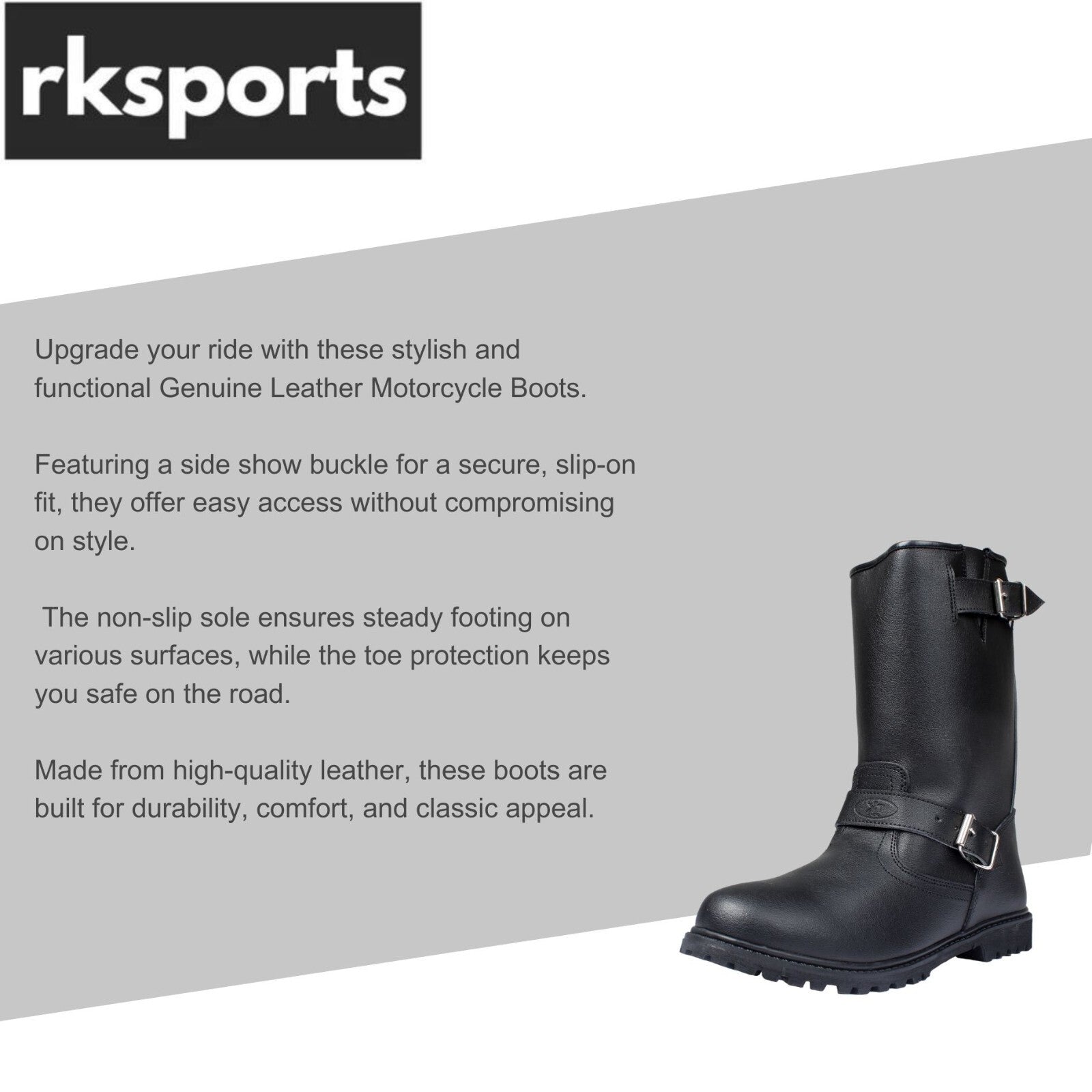 STYLE 6601 TALL LEATHER CRUISER MOTORBIKE MOTORCYCLE LADIES KIDS MENS BOOTS