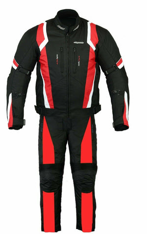 RKSports Motorbike Waterproof Red Suit Combo Textile Trousers +Jacket CE Mens