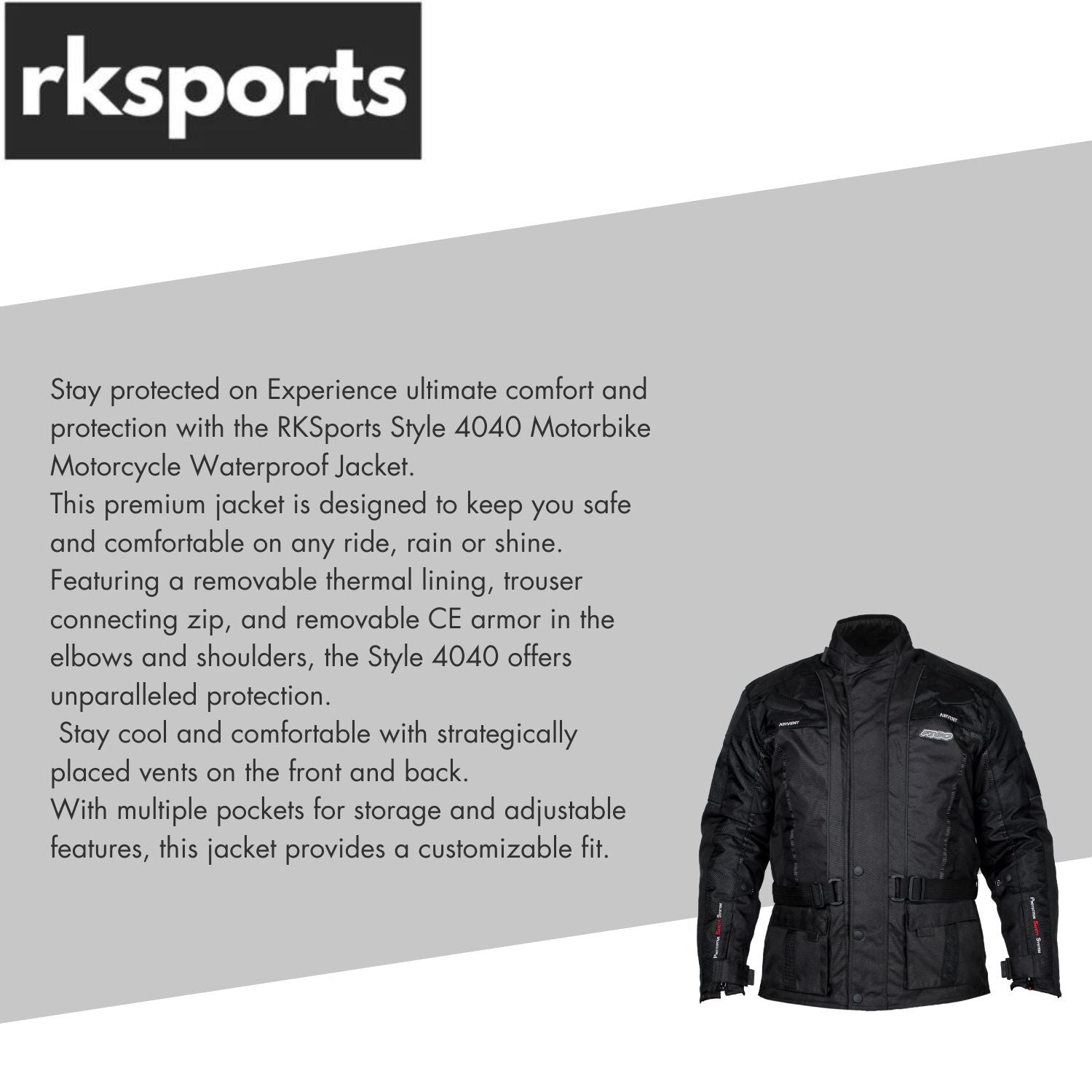 RKSports Style 4040 Motorbike Motorcycle Waterproof Jacket