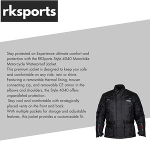 RKSports Style 4040 Motorbike Motorcycle Waterproof Jacket