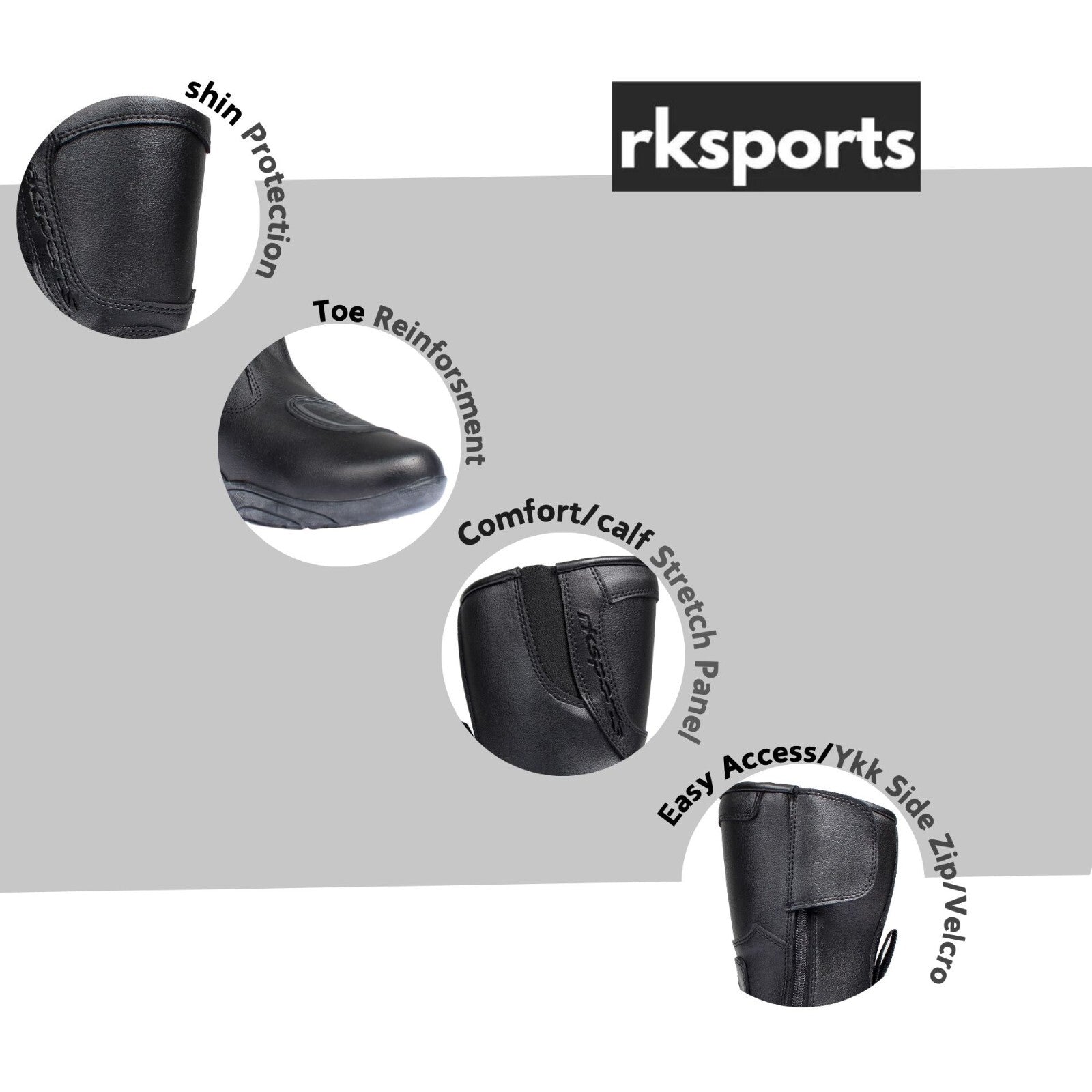 Style 4115 Katrina Ladies Women Motorcycle Black Leather Motorbike Touring Boots