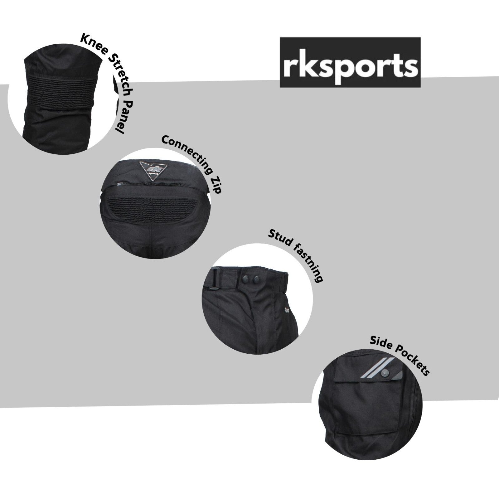 RKSPORTS STYLE STORM 2 WATERPROOF MOTORBIKE MOTORCYCLE MENS TEXTILE TROUSERS