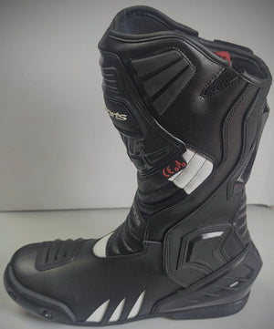 New Racer 10050 RKone Motorcycle Motorbike Water Resistant Black/white Boots