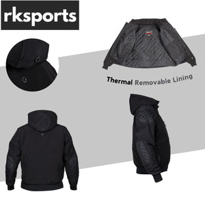 RKSports Motorcycle Motorbike 291 CE Armor Waterproof Soft Shell Hoodie Jacket