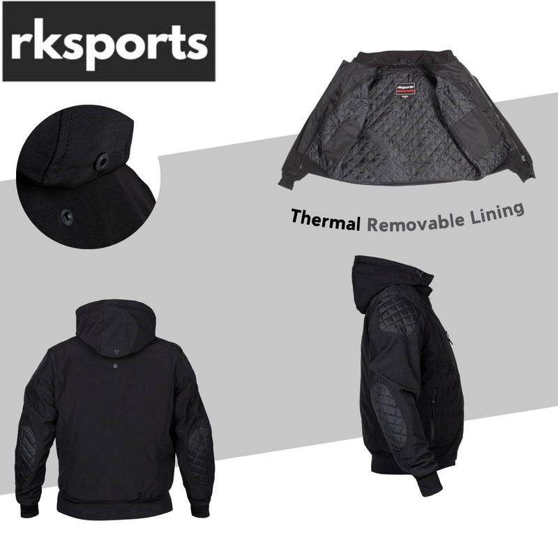 RKSports Motorcycle Motorbike 291 CE Armor Waterproof Soft Shell Hoodie Jacket