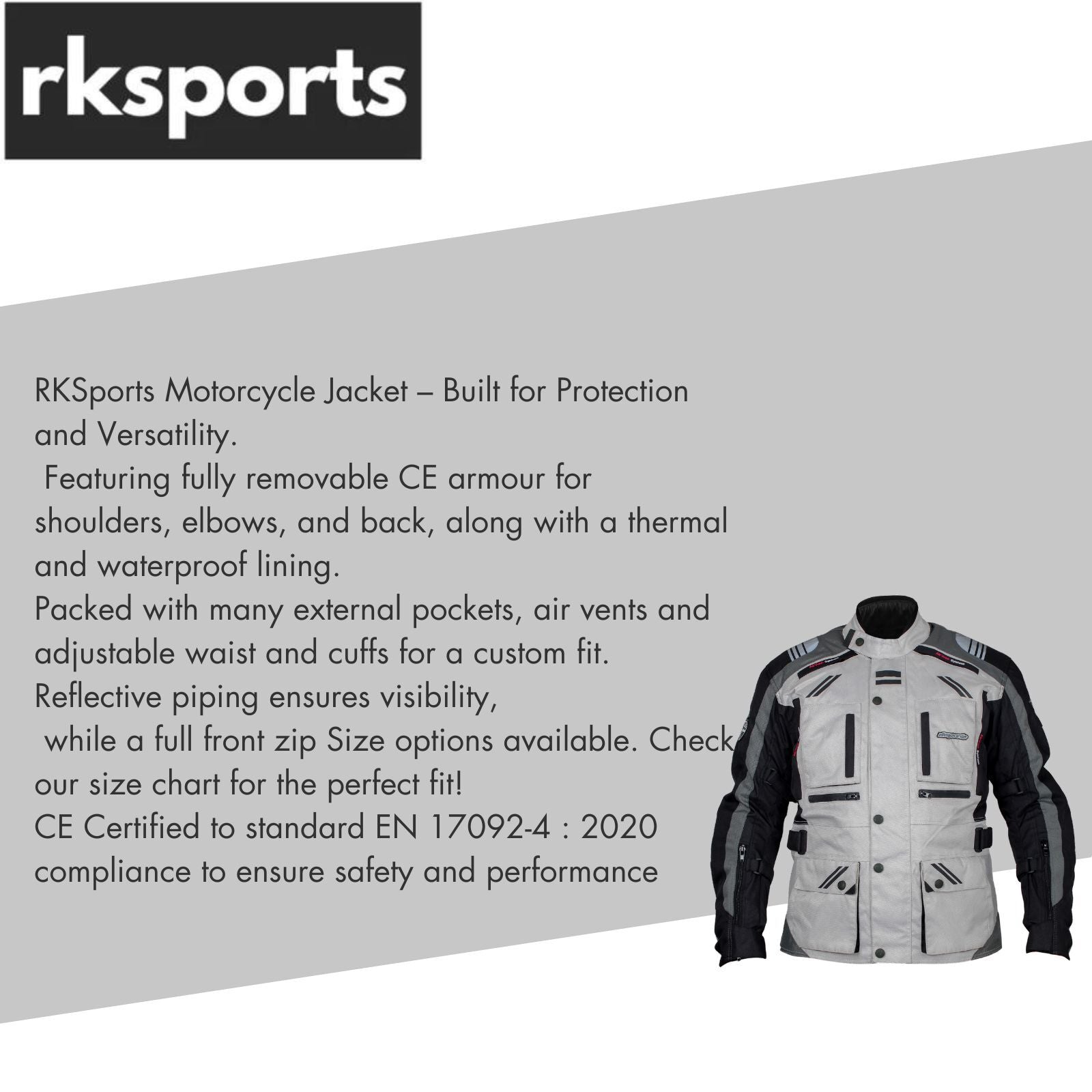 RKSports Style STORM 2 Motorbike Motorcycle  Double lined Waterproof Jacket